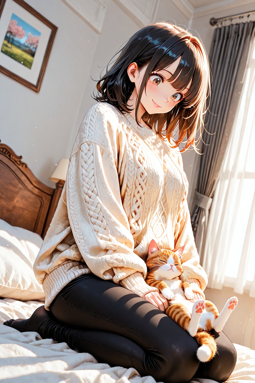 女の子とにゃんこ　その５ | の人気AIイラスト・グラビア