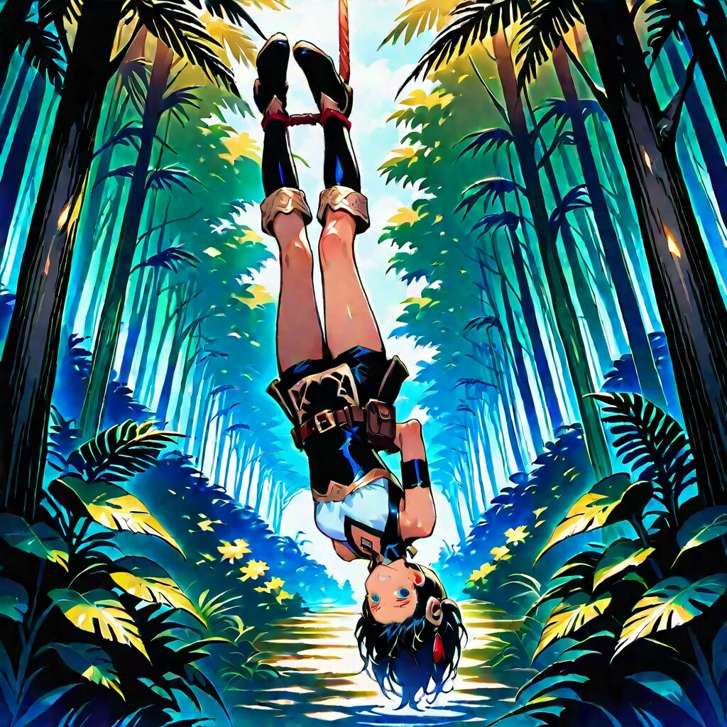 ジャングルで罠に掛かった