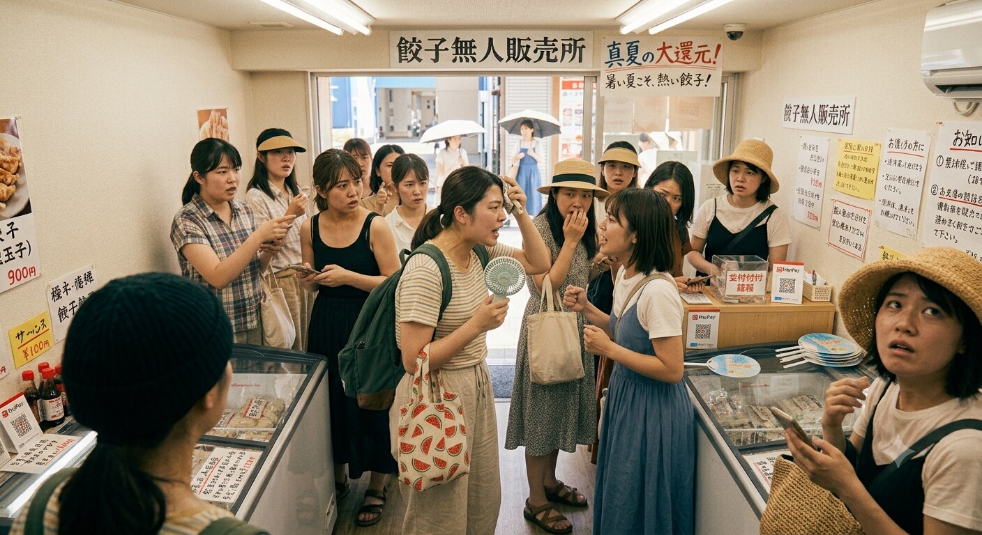 餃子無人販売店で口論（夏）