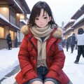 雪の中座るJK 3枚目