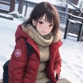 雪の中座るJK 6枚目