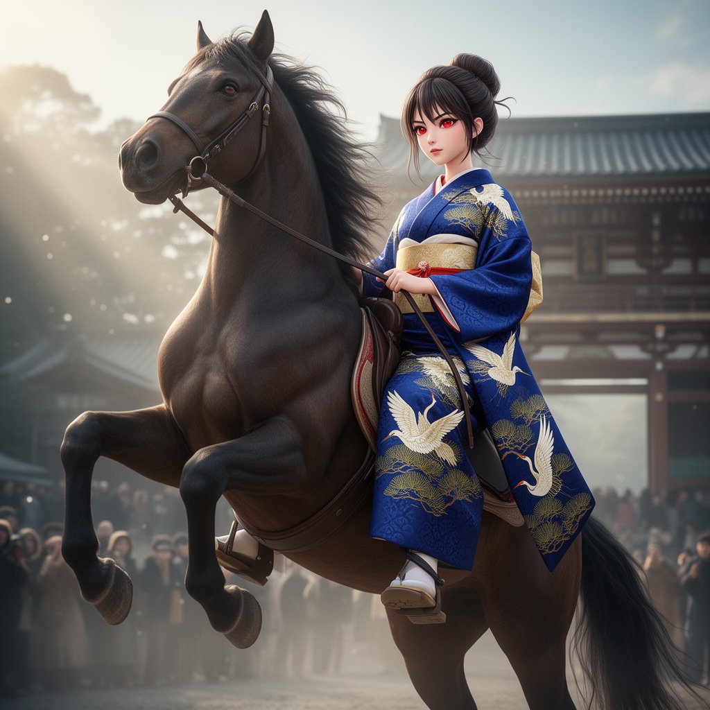 初詣に馬で来た