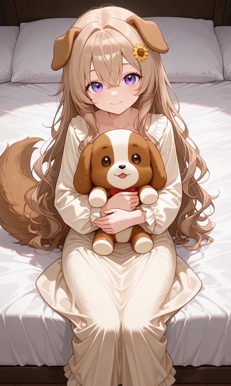 ミルフィと犬のぬいぐるみ