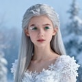 雪の結晶のドレスを纏った白銀の髪の娘（やはり白色睫毛が綺麗に描画されないので1枚で修正） 5枚目