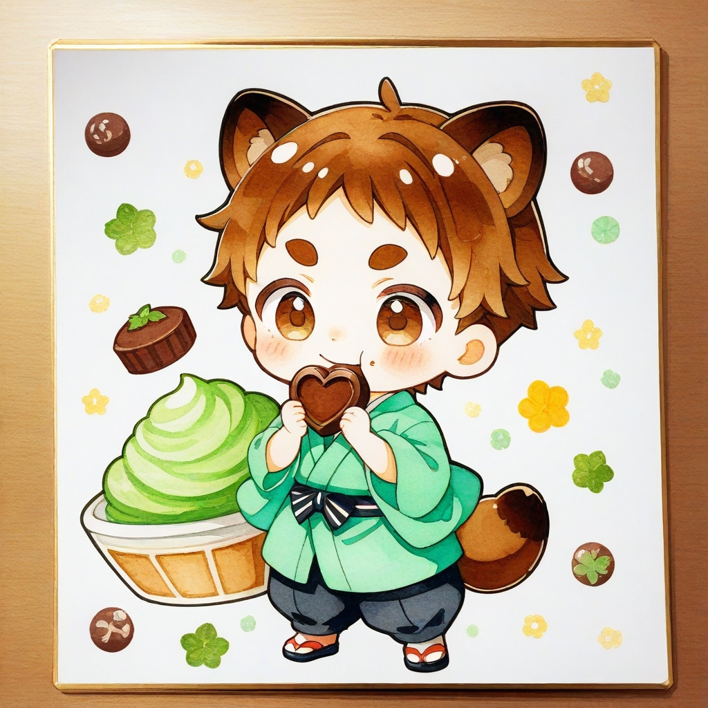 チョコミント色の着物