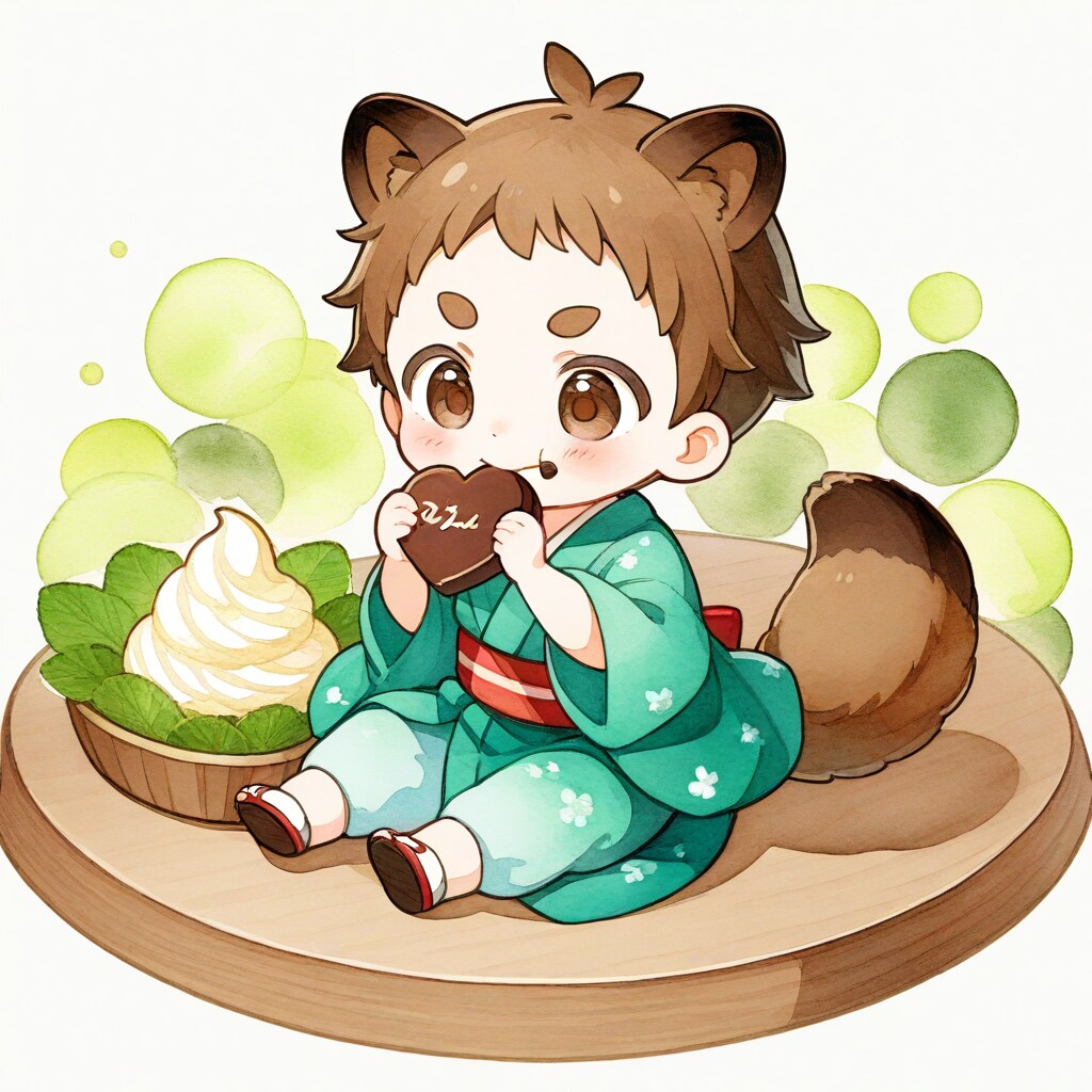 チョコミント色の着物