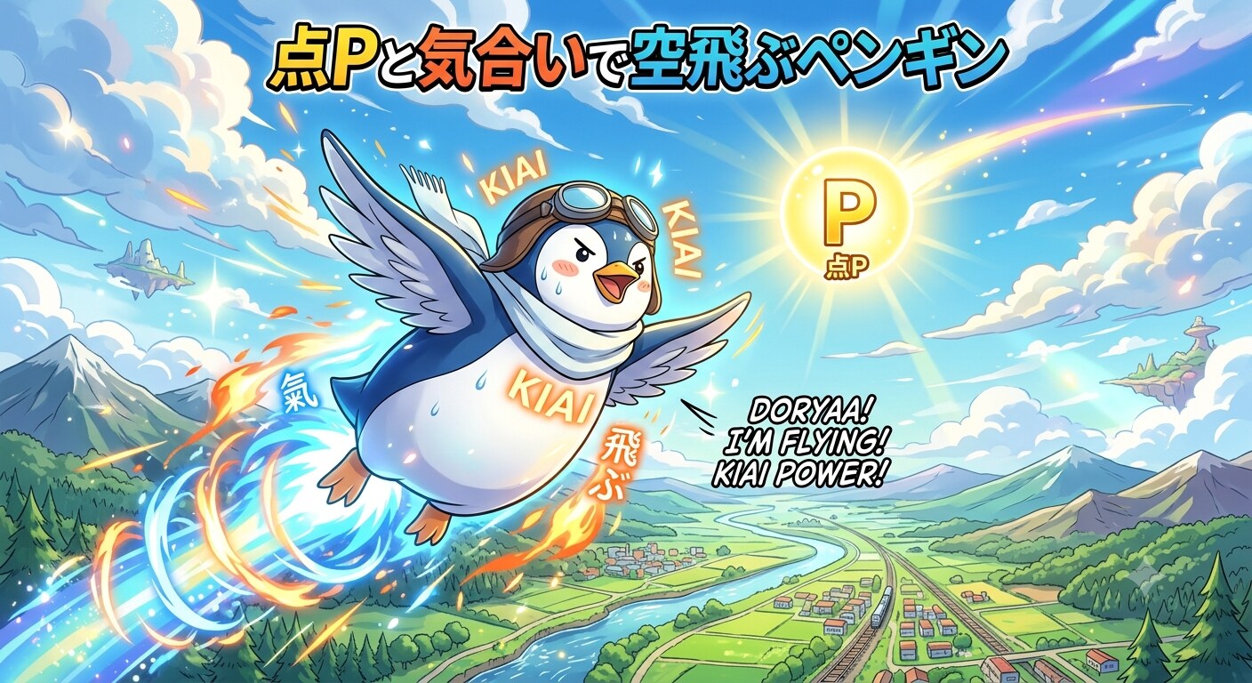 点Pと気合いで空飛ぶペンギン