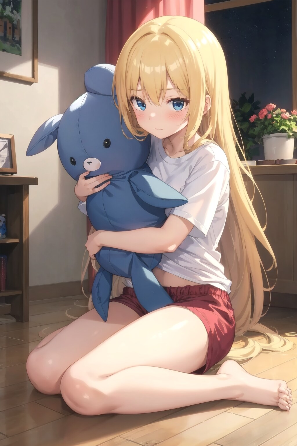 ぬいぐるみと寝る愛梨紗ちゃん | の人気AIイラスト・グラビア