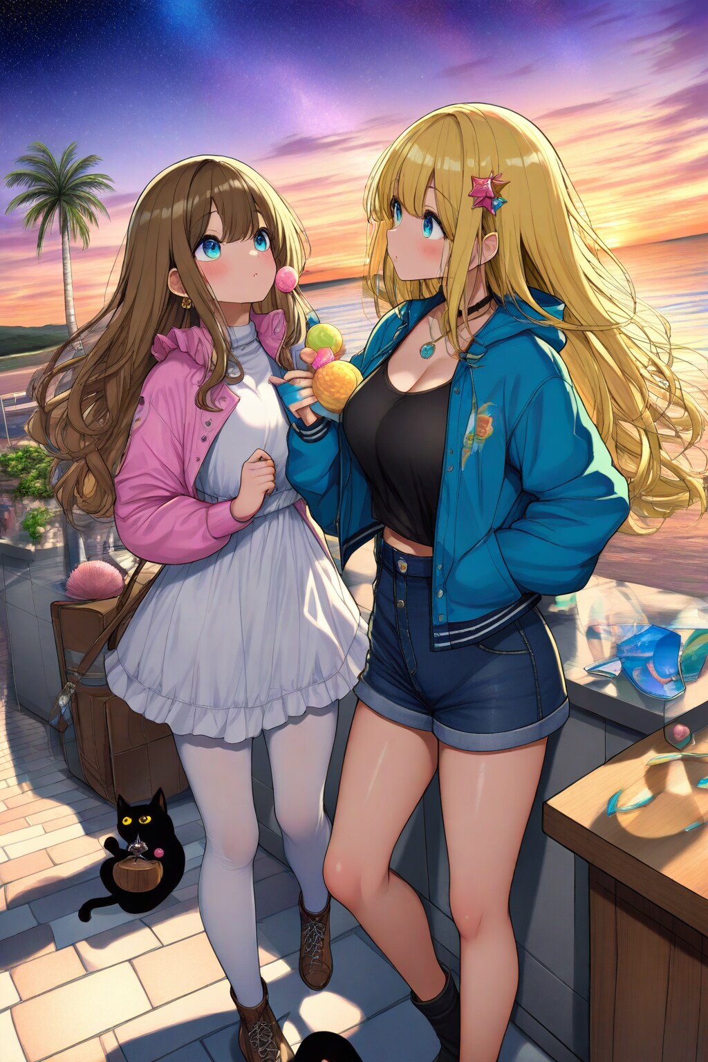 砂浜の魔女と猫