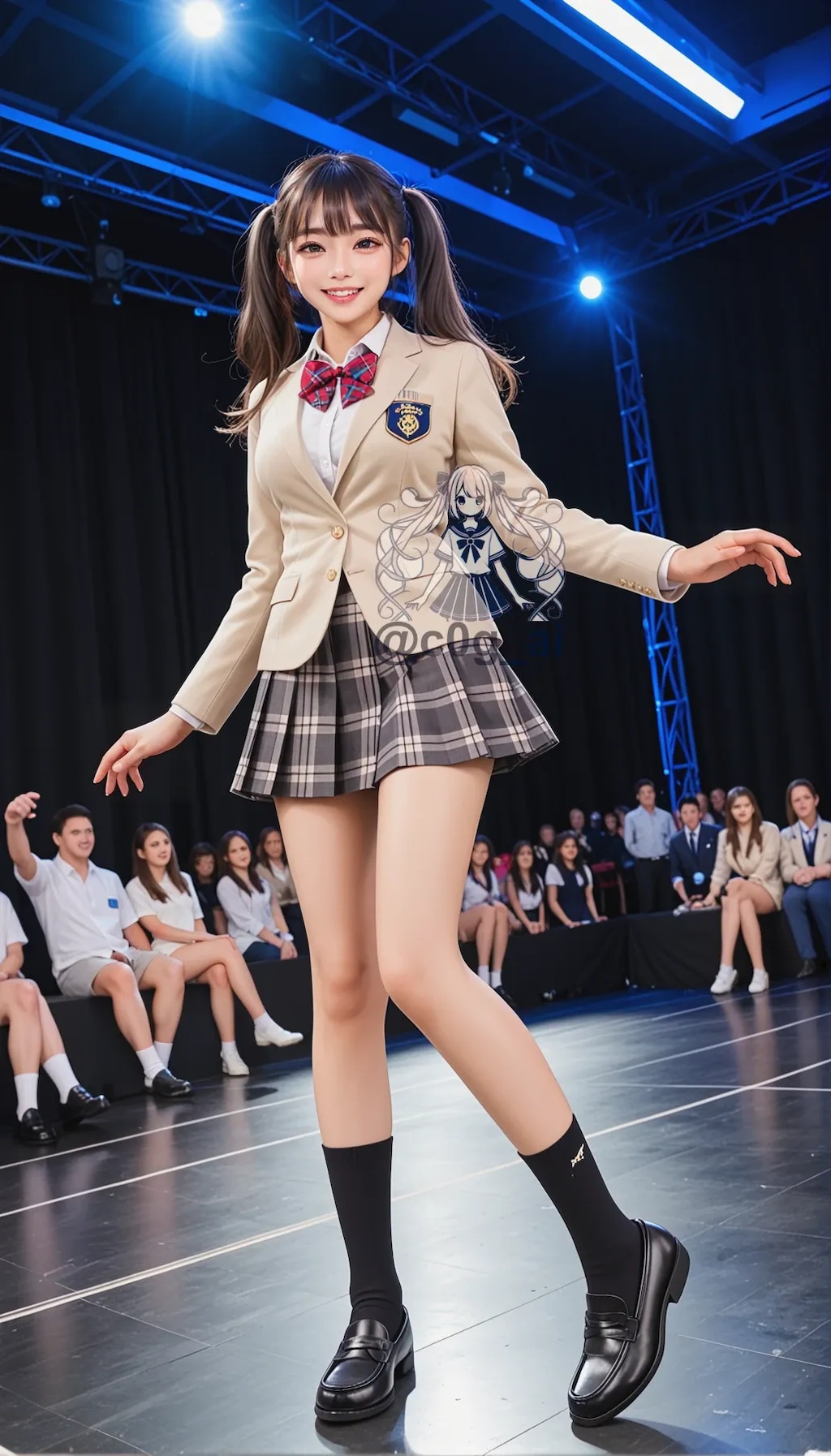 制服ファッションショーに出演している妹ちゃん