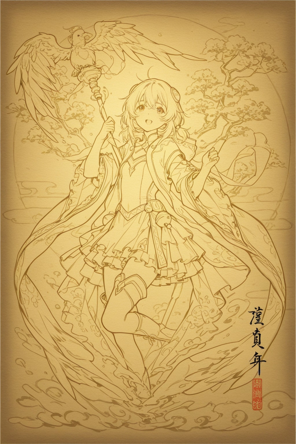 日本画で描く「飛び梅の生娘」