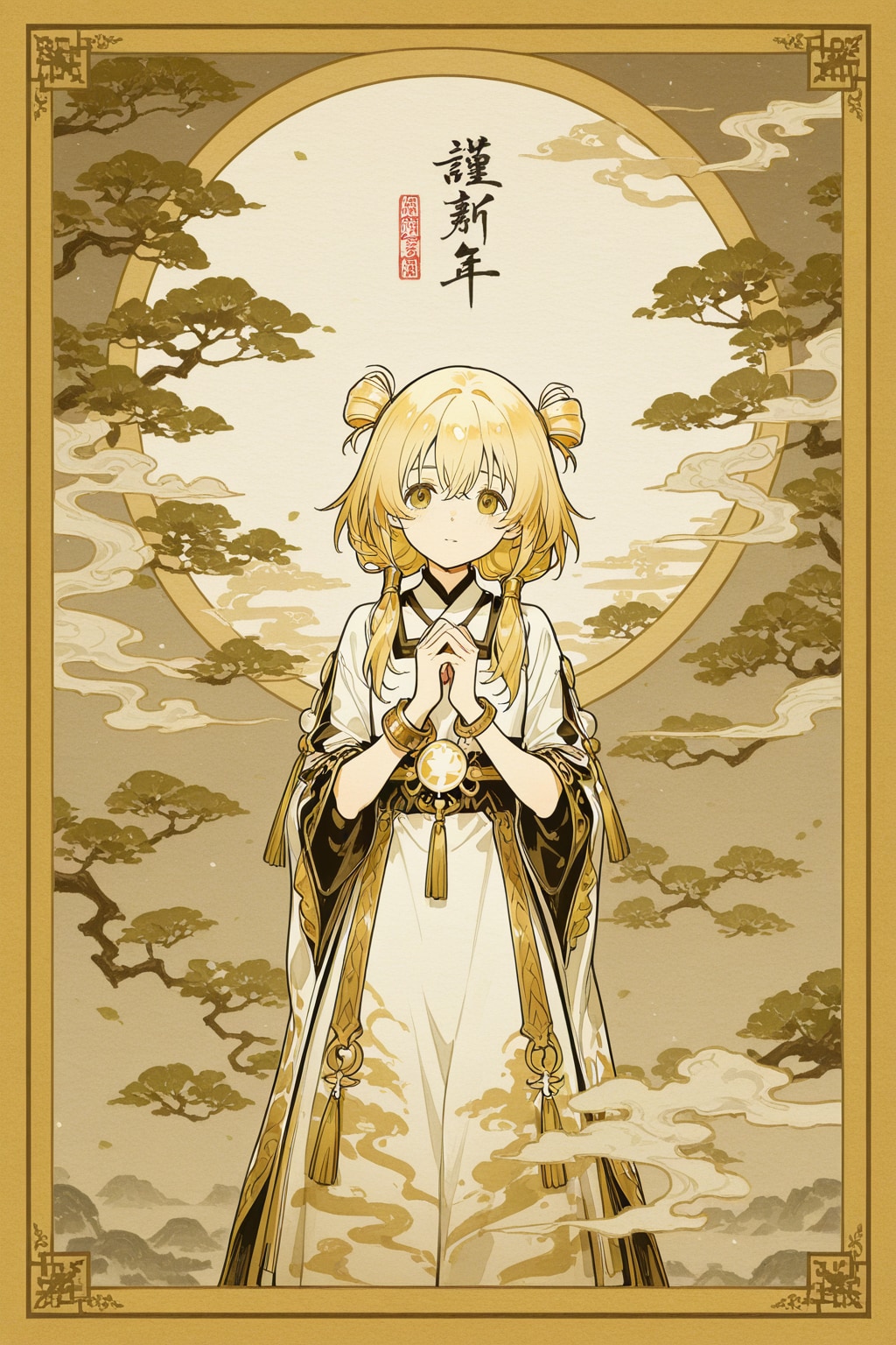 日本画で描く「飛び梅の生娘」