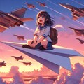 【謎画像】紙飛行機で出撃させられる女子高生 2枚目