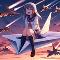 【謎画像】紙飛行機で出撃させられる女子高生 4枚目