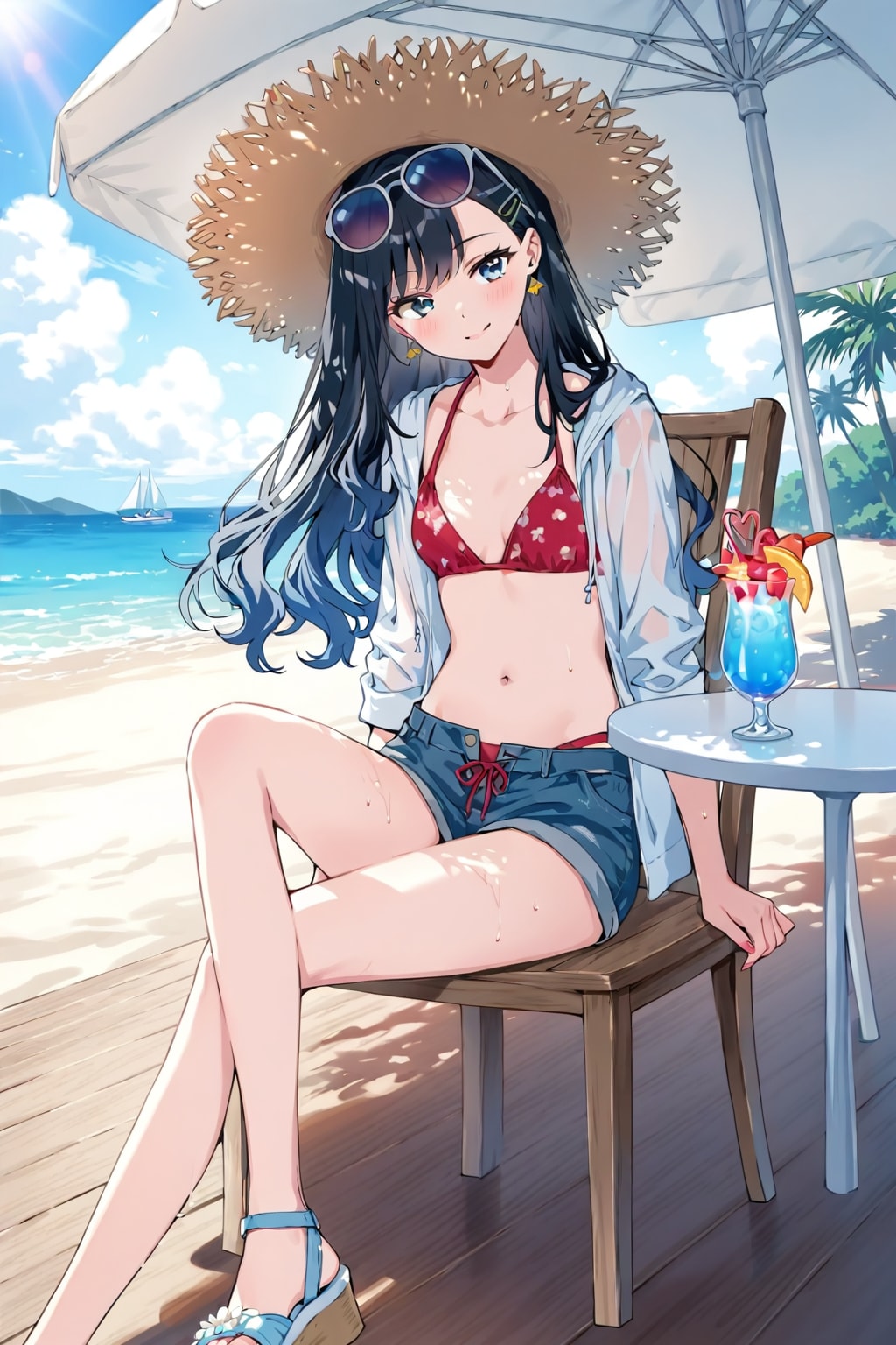 水着の上に着ています