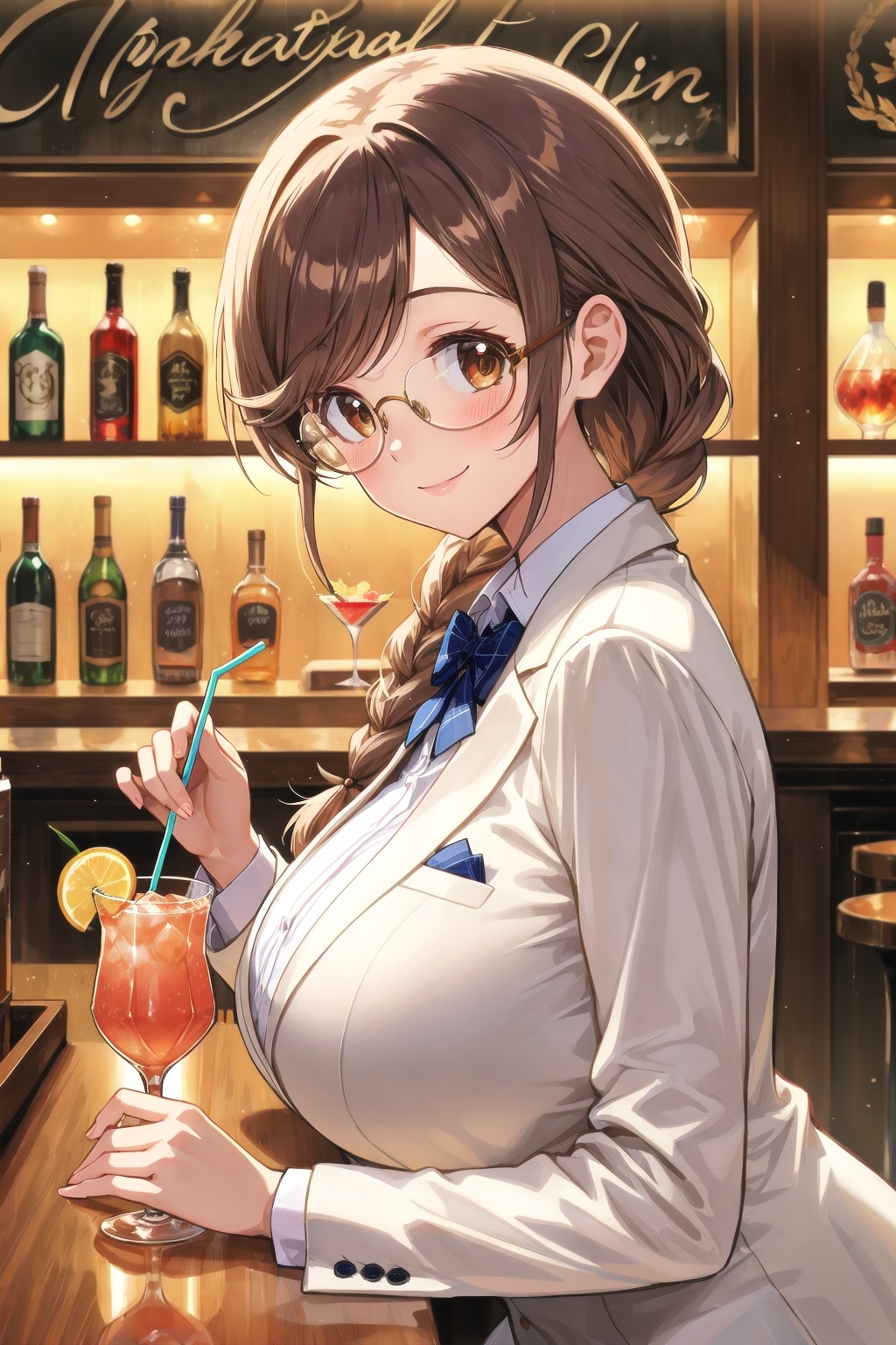 りえさん、バーでお酒を嗜む