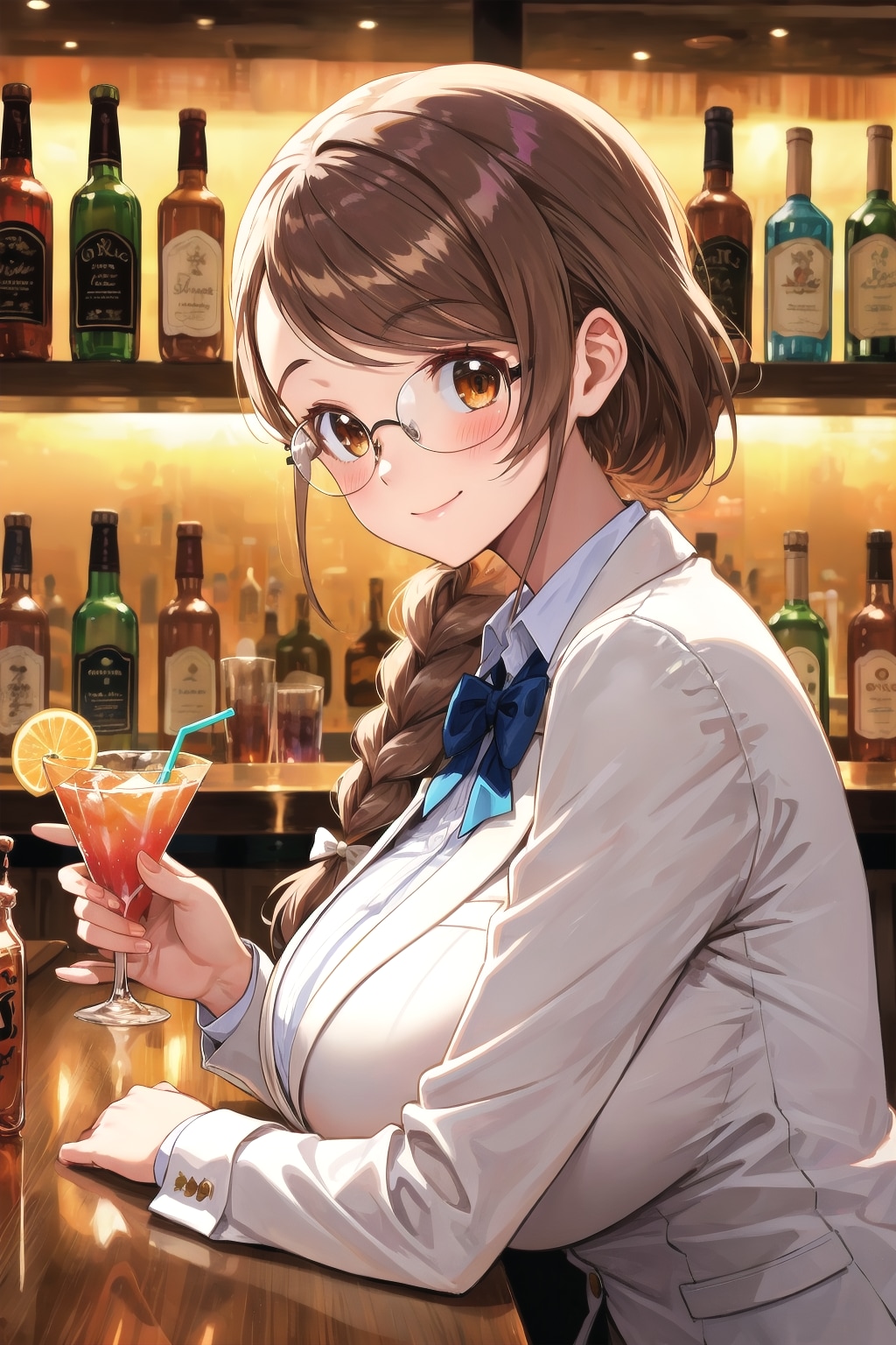 りえさん、バーでお酒を嗜む