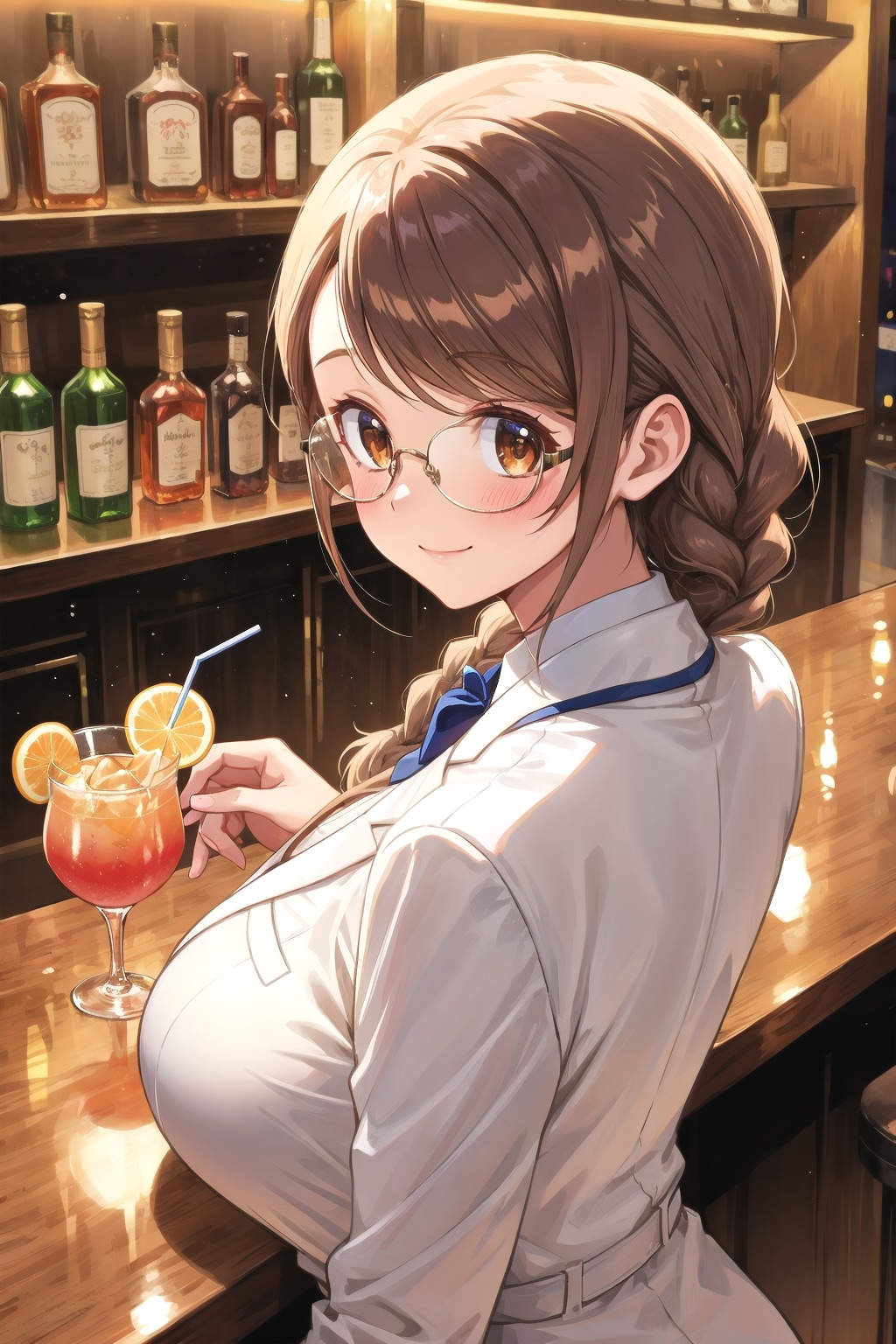 りえさん、バーでお酒を嗜む