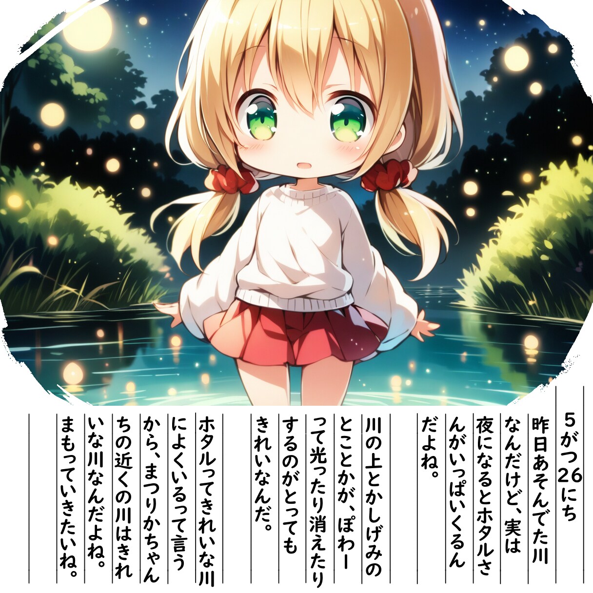 【絵日記】ホタルさんいっぱいです | の人気AIイラスト・グラビア