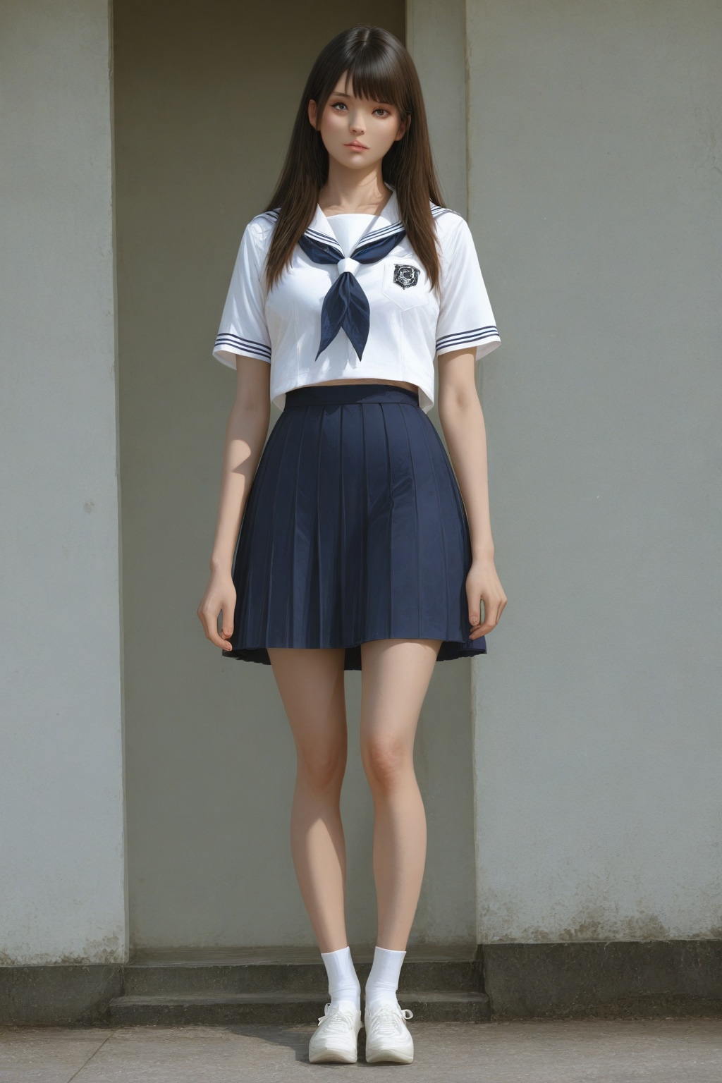 日本の可愛い女子高生の全身写真