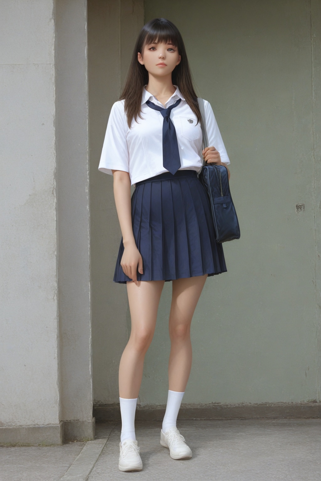 日本の可愛い女子高生の全身写真