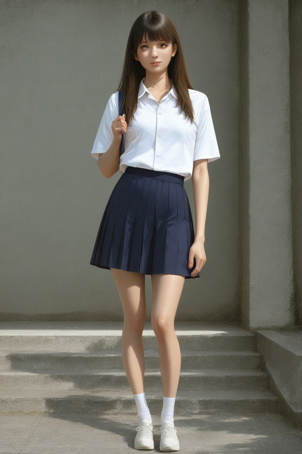 日本の可愛い女子高生の全身写真