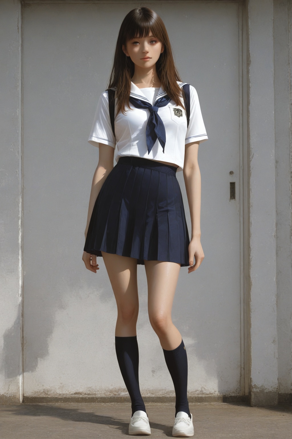 日本の可愛い女子高生の全身写真