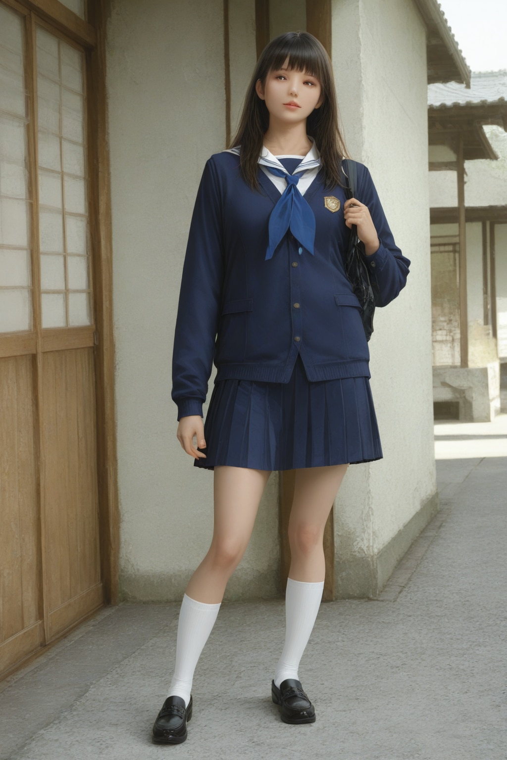 日本の可愛い女子高生の全身写真