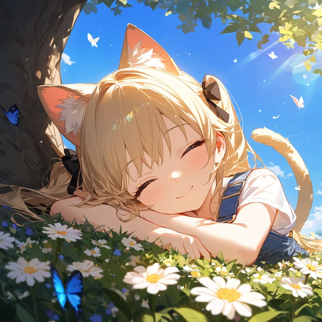 子ねこは日中、寝ています。