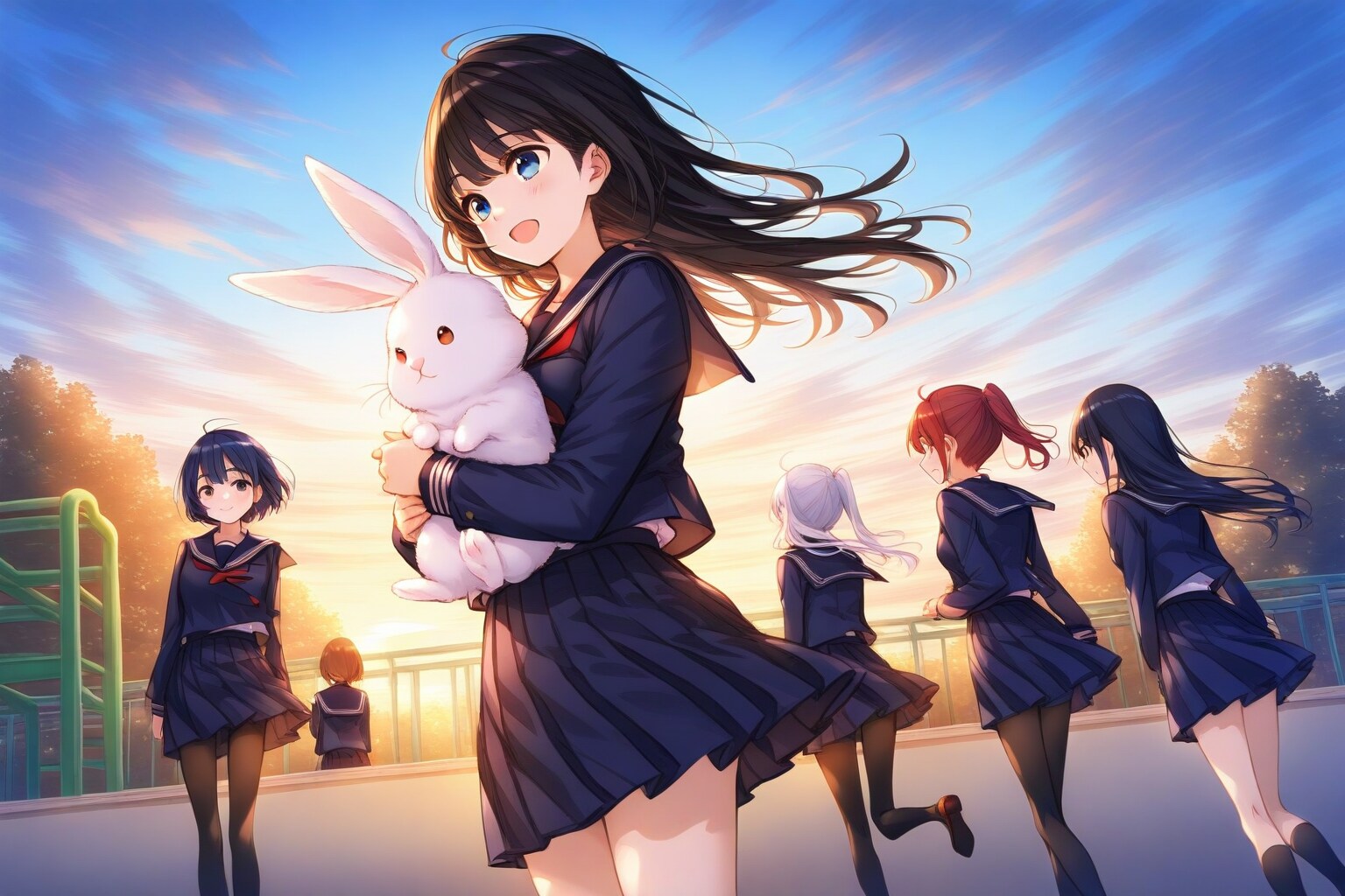 夕焼けの中、まだここにいたい | の人気AIイラスト・グラビア