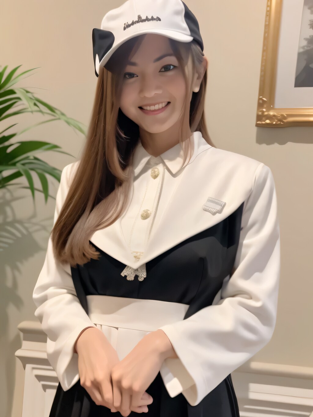 黒髪ロングでメイド服の美女３