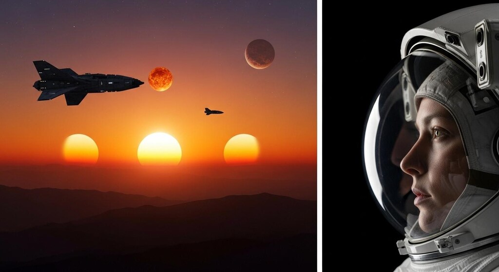 多重連星系の夕暮れ