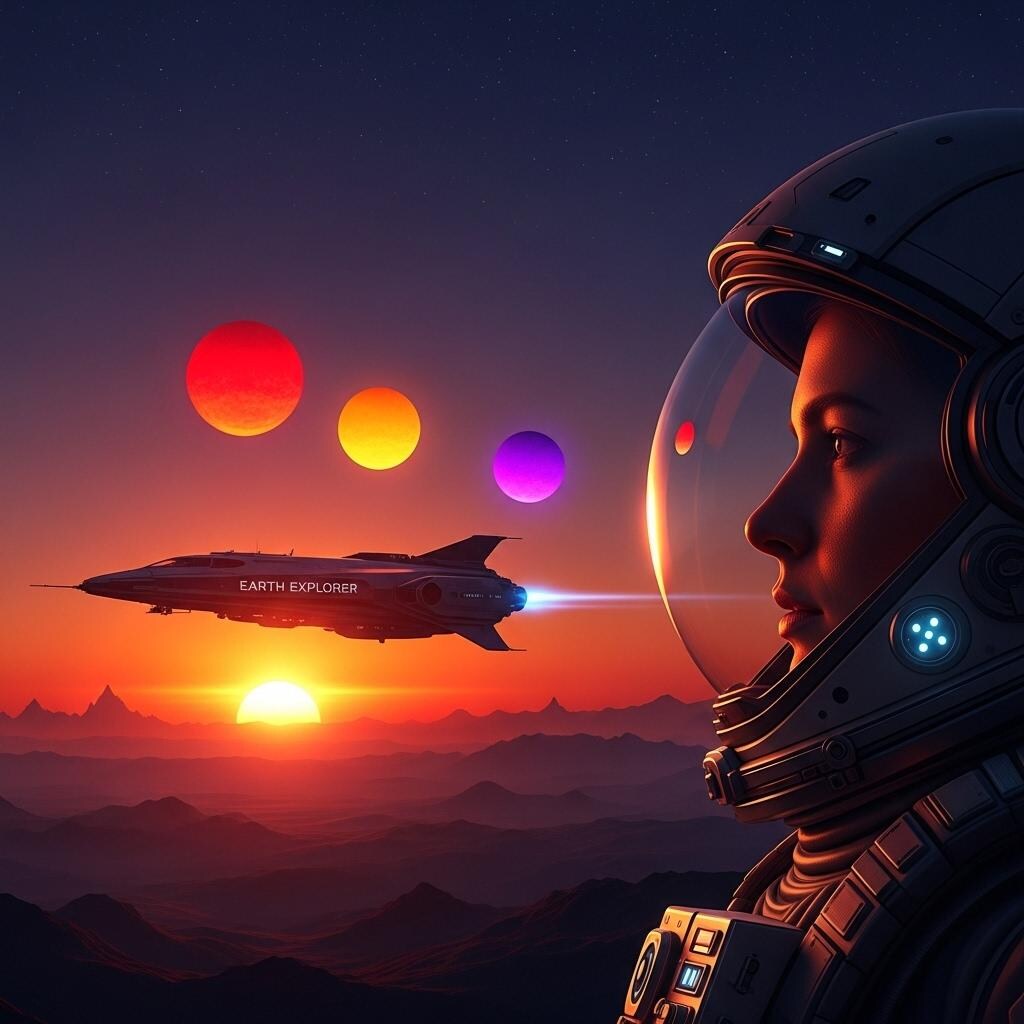 多重連星系の夕暮れ