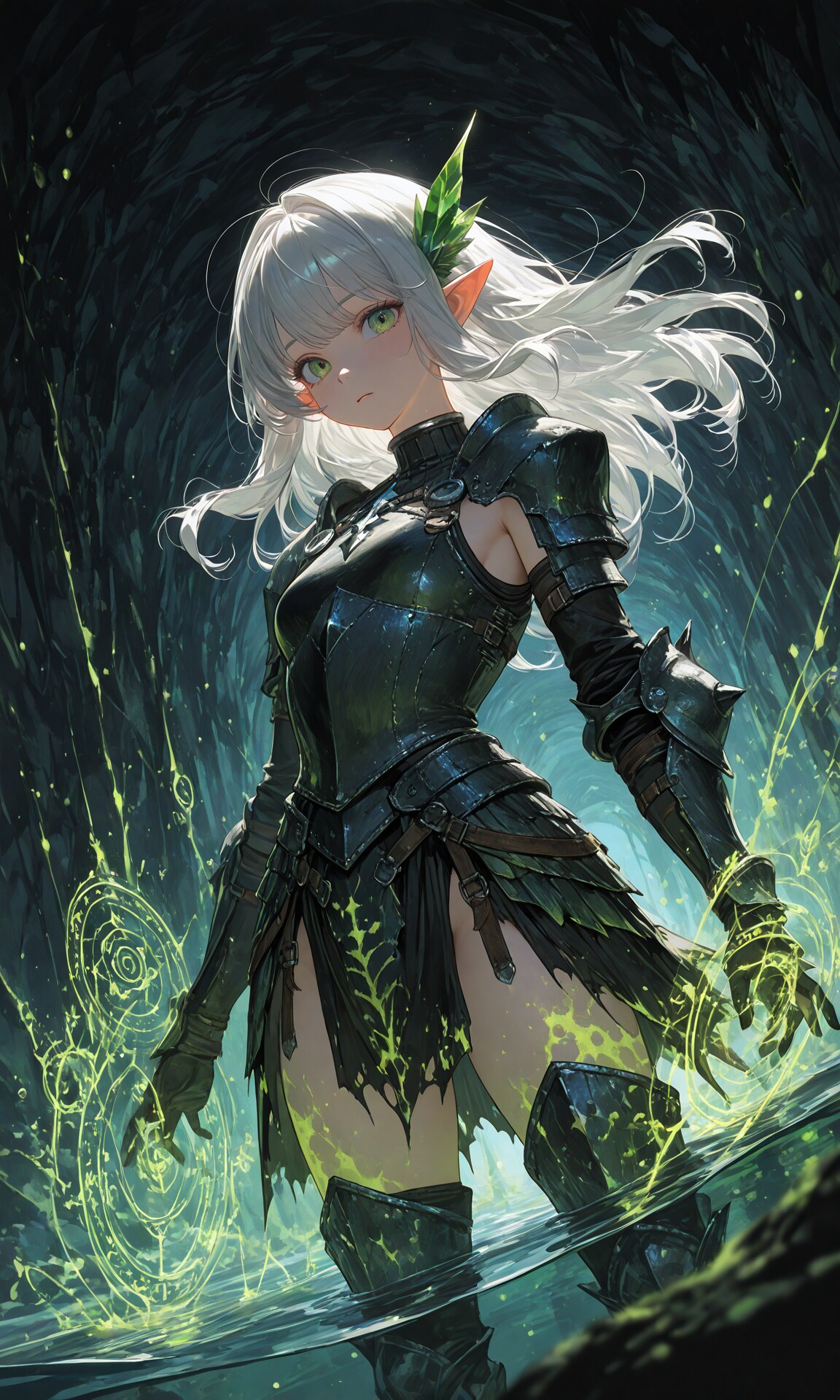 An elf exploring a dungeon