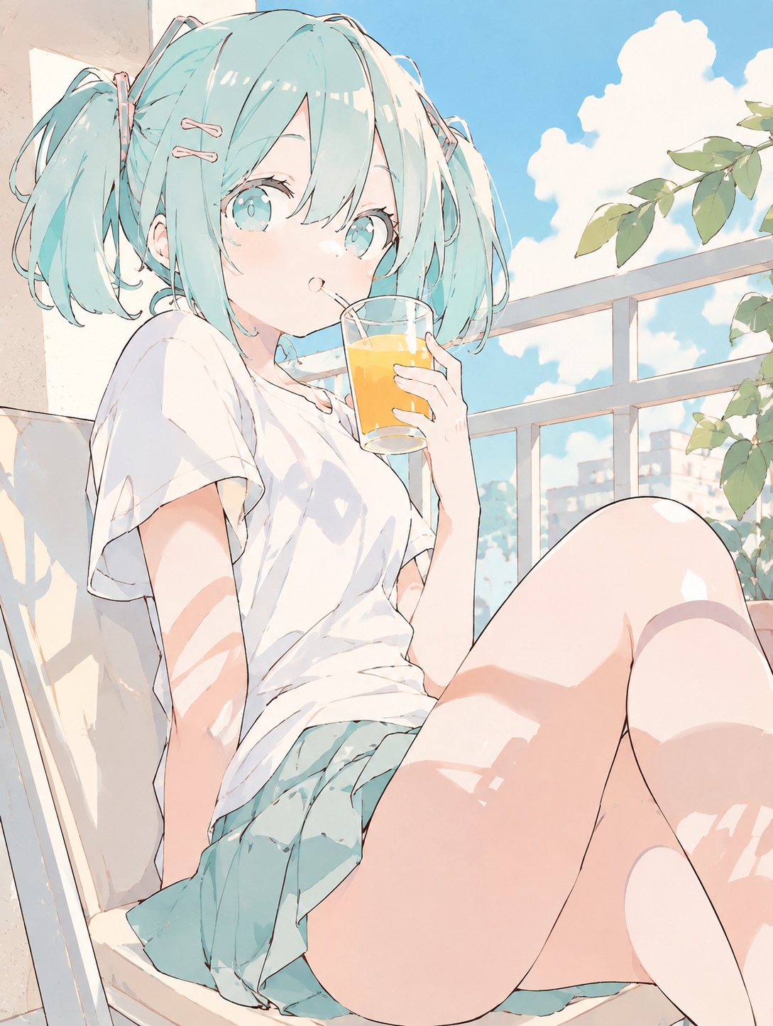 バルコニーのミク