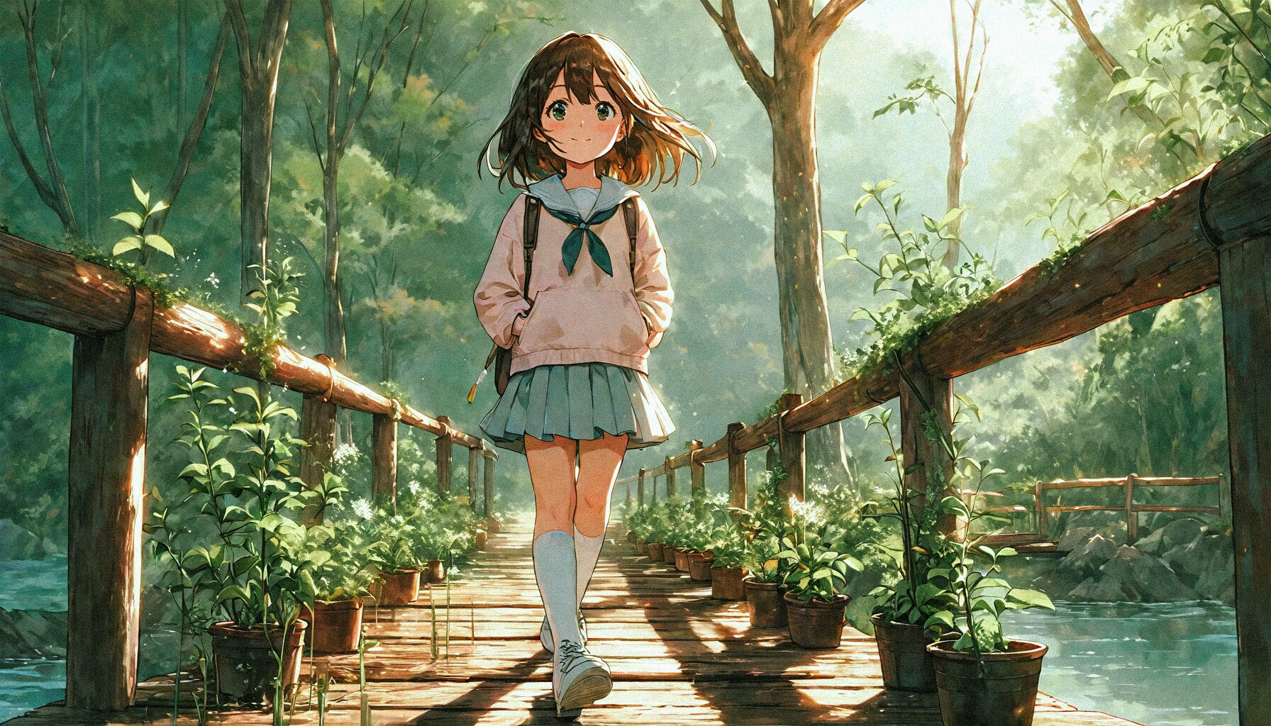 木の橋と少女66 | の人気AIイラスト・グラビア