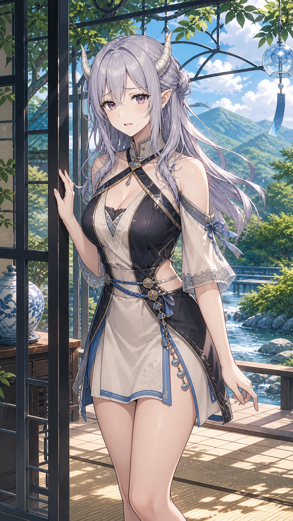 風鈴揺れる碧夏の窓辺
