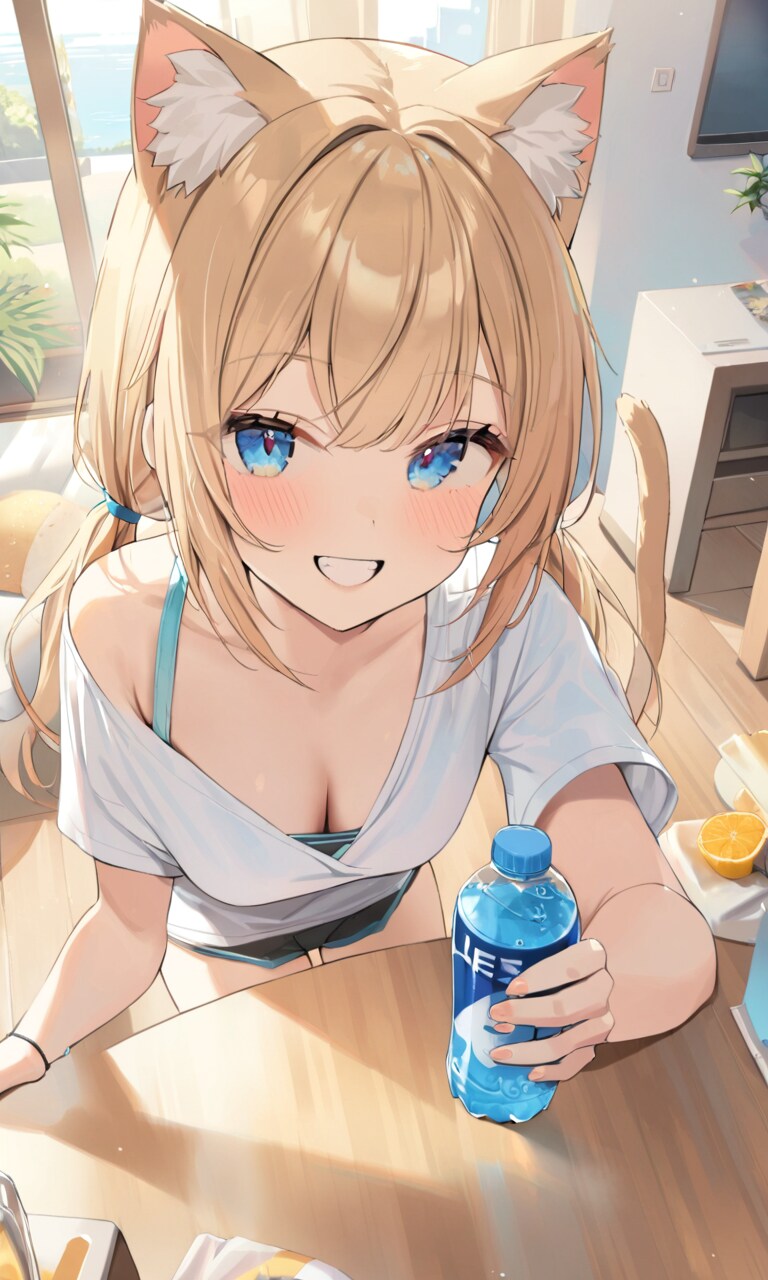 こるり「運動の後のシャワーの次はスポドリ」まや「元気なこって」 | の人気AIイラスト・グラビア