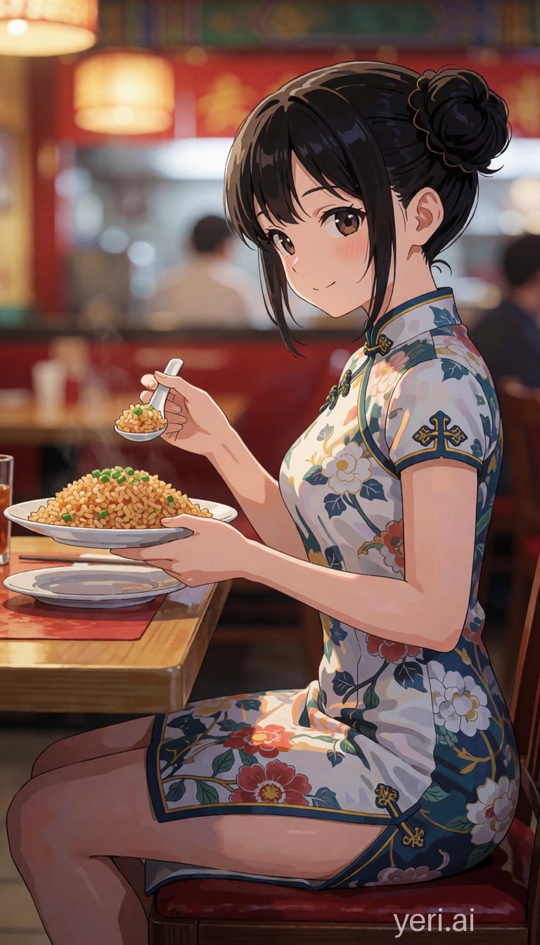 炒飯を食べるチャイナ娘♡