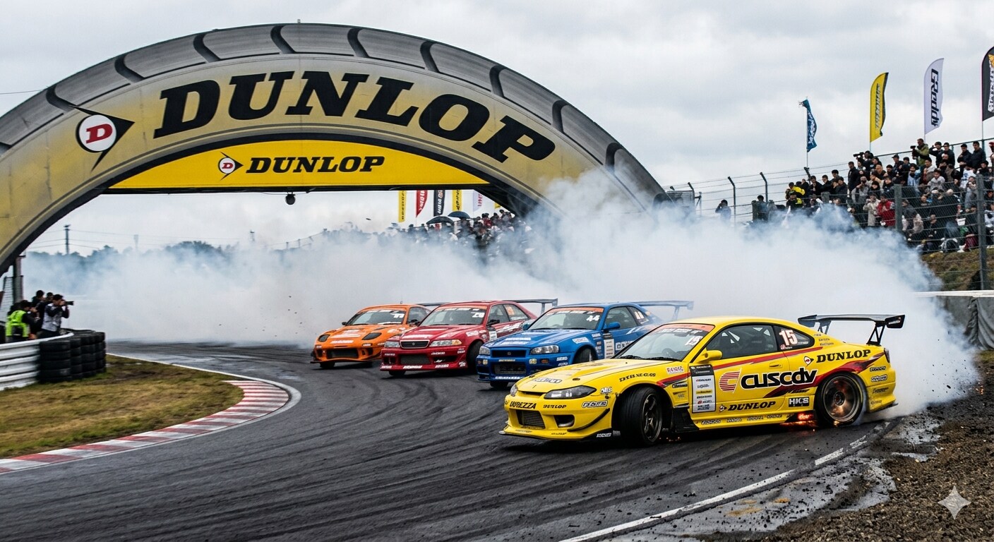 🚗ダンロップコーナーをドリフトで抜けていく