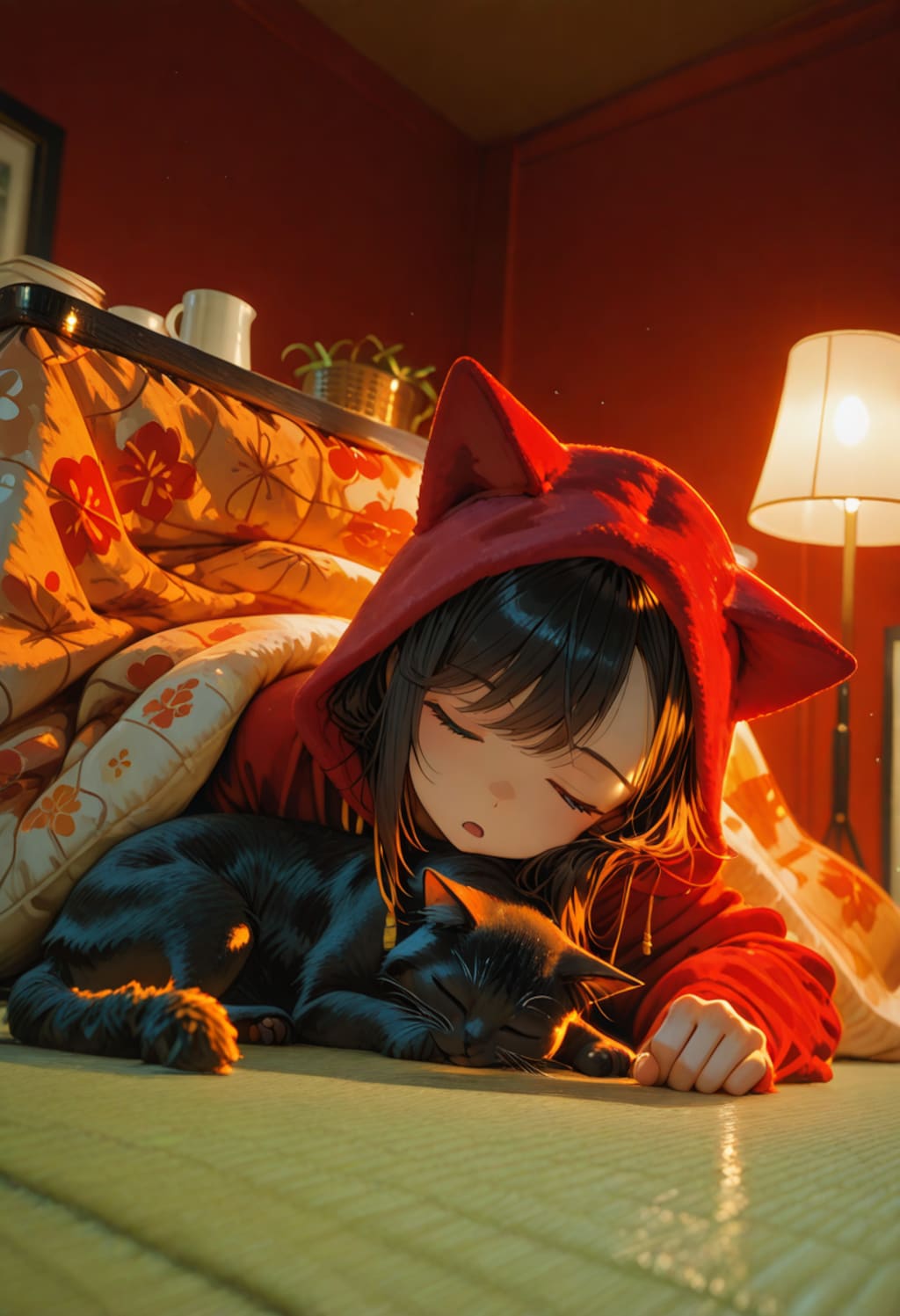 ネコと猫はこたつでまるくなる