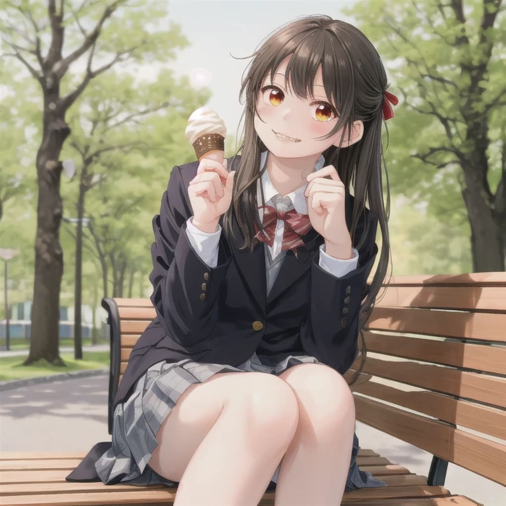 黒髪ロングでブレザーの少女６６