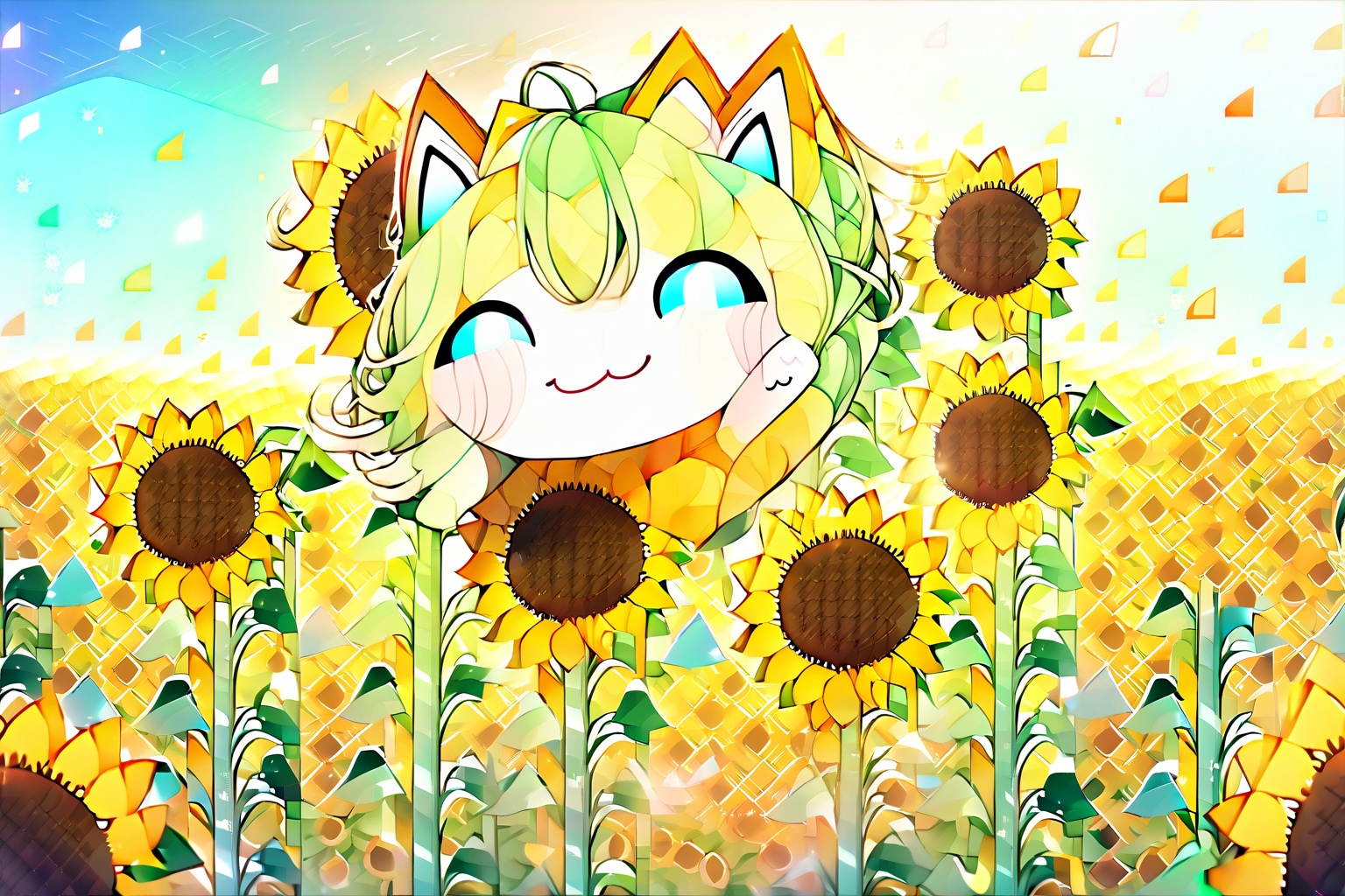 ひまわり畑とマスコット | の人気AIイラスト・グラビア