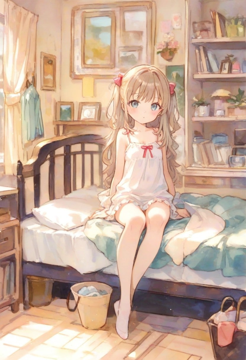 少女の部屋(水彩タッチ)(83) | の人気AIイラスト・グラビア