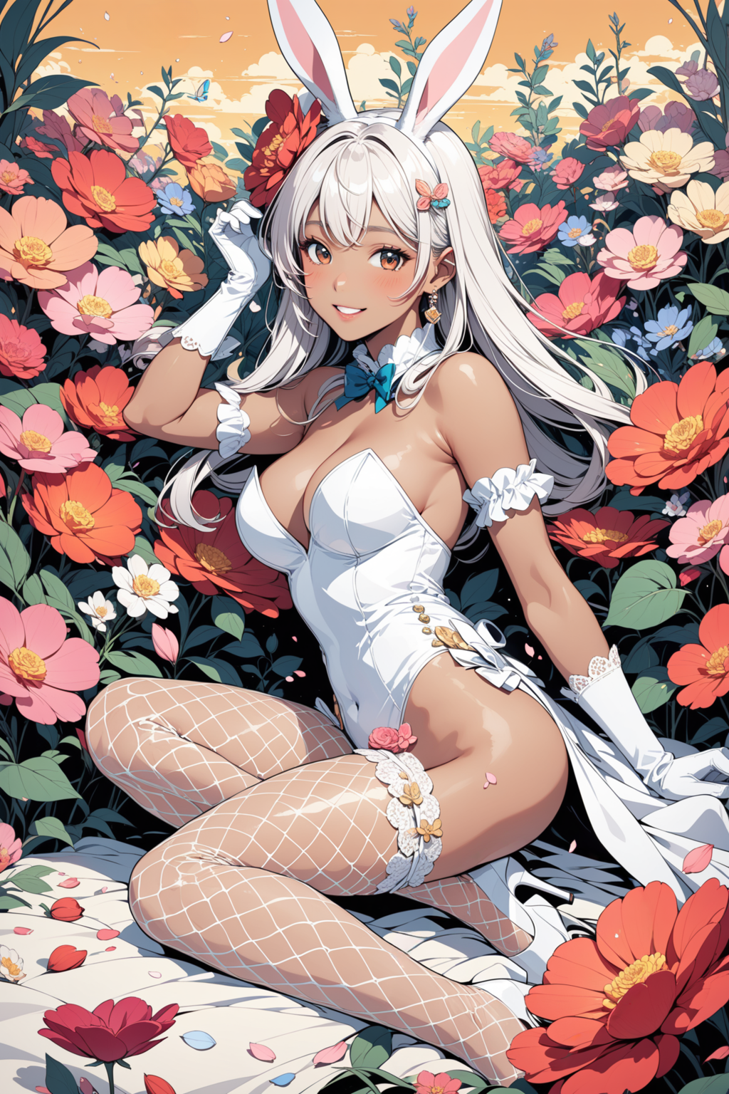褐色バニーさん 白