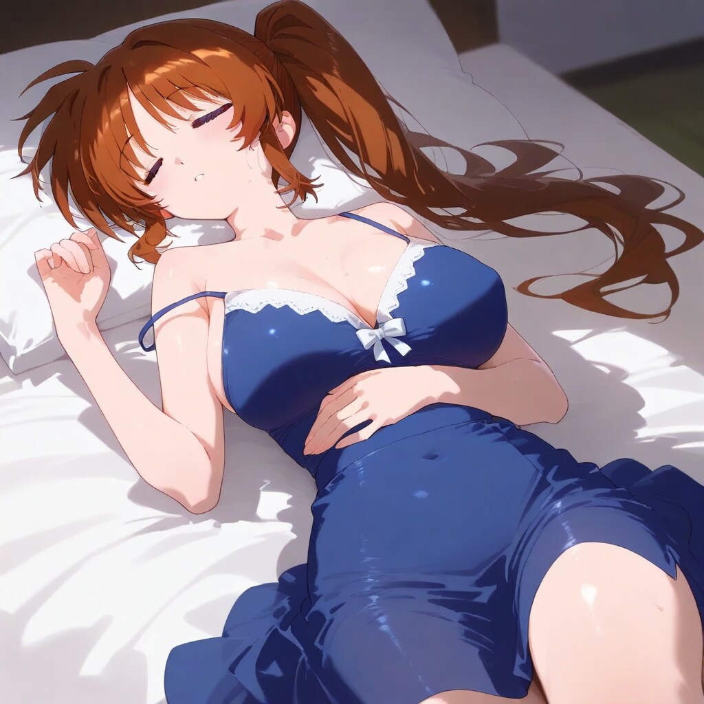 お腹をだして寝ている高町なのは