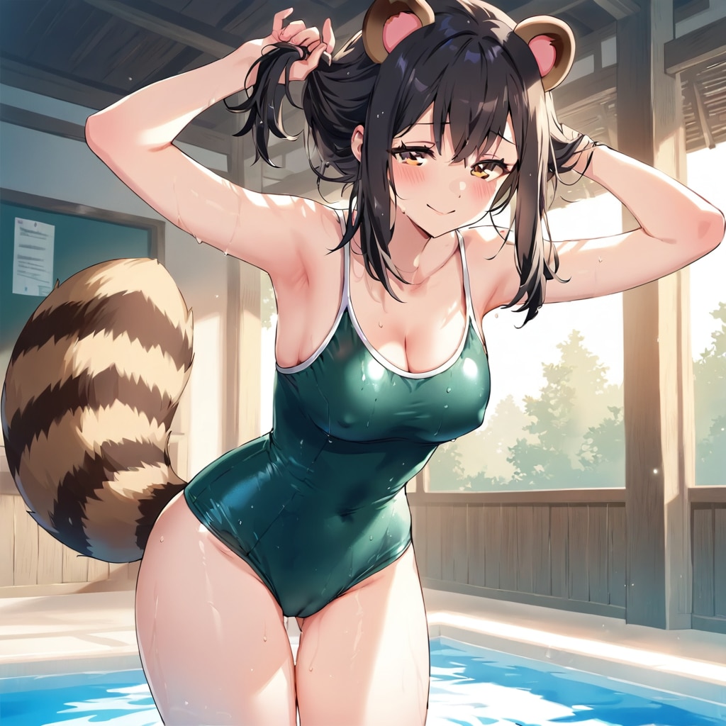 緑スク水！