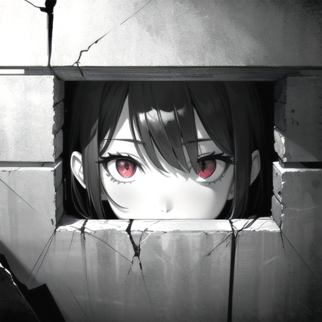 覗く赤い瞳の少女