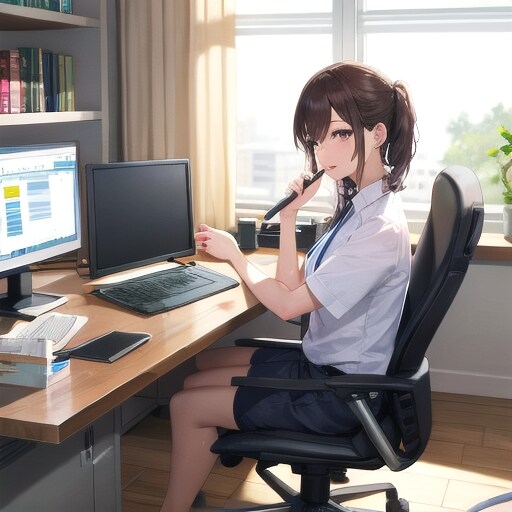 在宅ワーク２ | の人気AIイラスト・グラビア