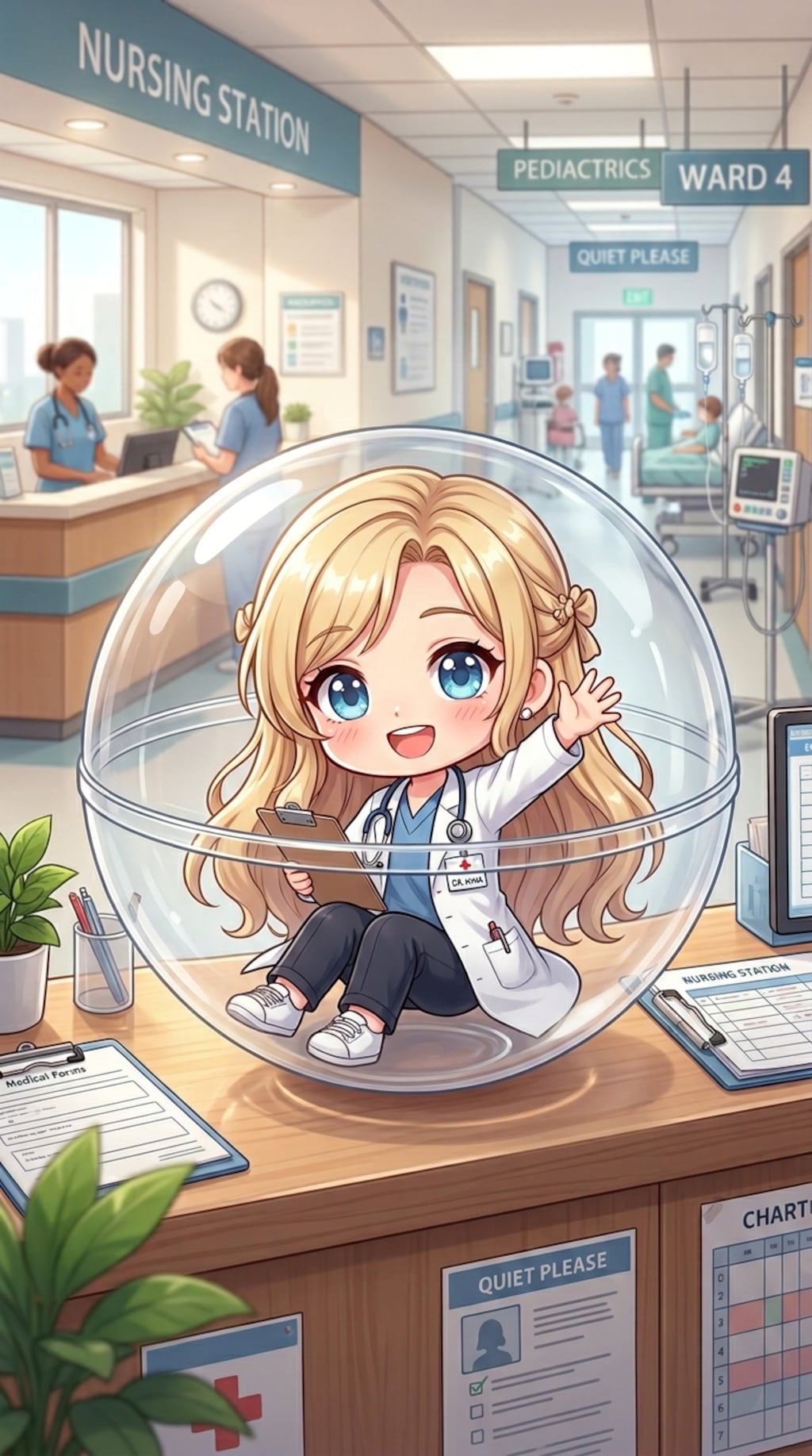 ドクター姿のTULIPちゃんをカプセルに入れたよ